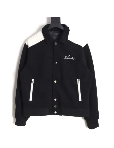 AMIRI classic contrast color patch sleeve jacket baseball jacket,Amiri Jacket,Jacket,APPAREL
