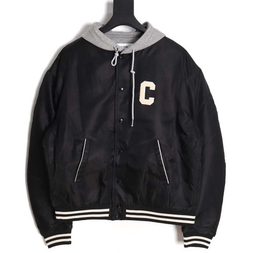 Celine Celine new embroidered letter hooded cotton jacket_CM_1,Celine Jacket,Jacket,APPAREL