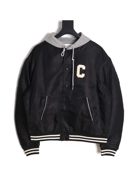 Celine Celine new embroidered letter hooded cotton jacket_CM_1,Celine Jacket,Jacket,APPAREL