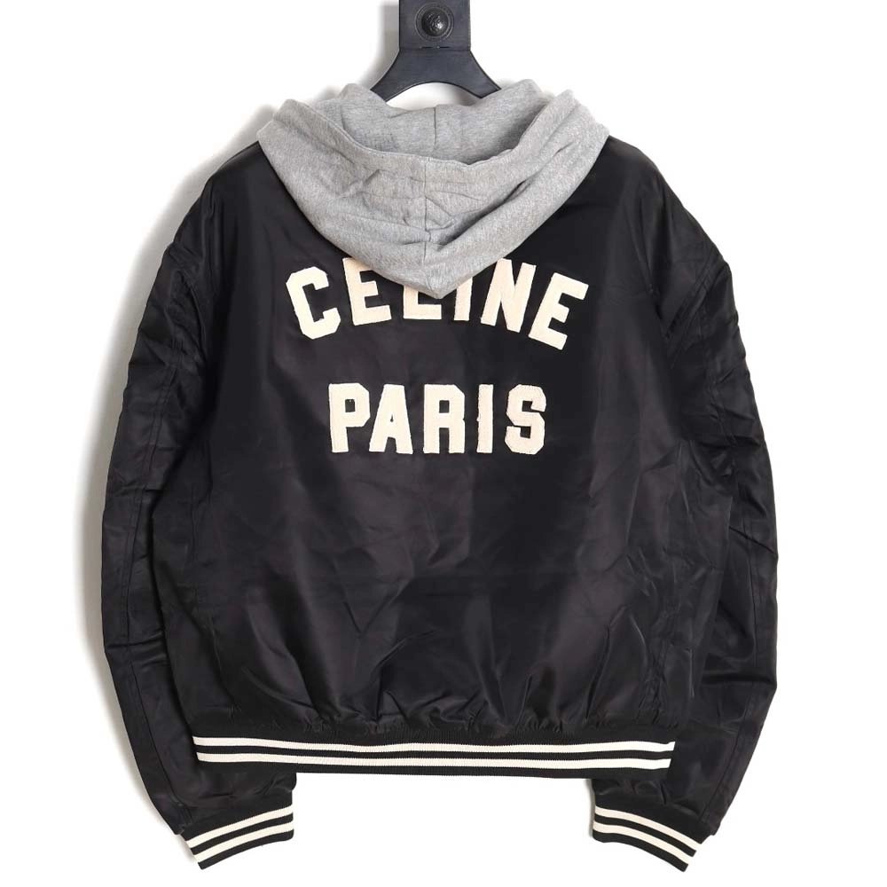 Celine Celine new embroidered letter hooded cotton jacket_CM_1,Celine Jacket,Jacket,APPAREL
