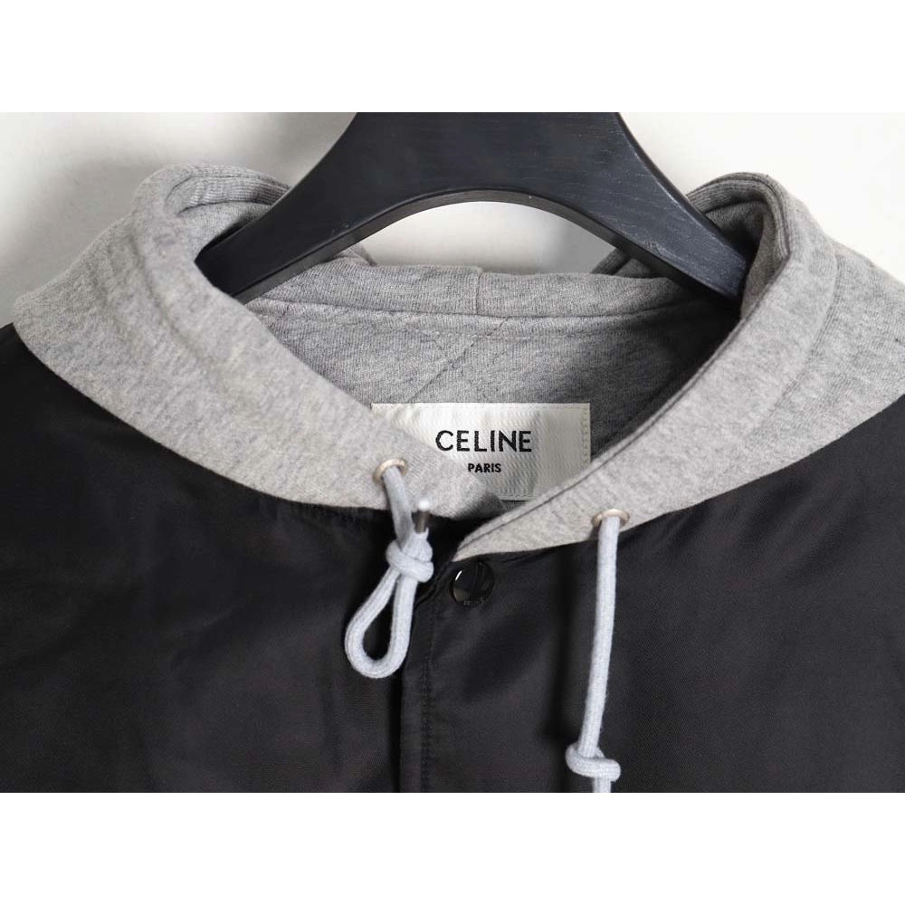 Celine Celine new embroidered letter hooded cotton jacket_CM_1,Celine Jacket,Jacket,APPAREL