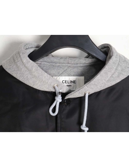 Celine Celine new embroidered letter hooded cotton jacket_CM_1,Celine Jacket,Jacket,APPAREL