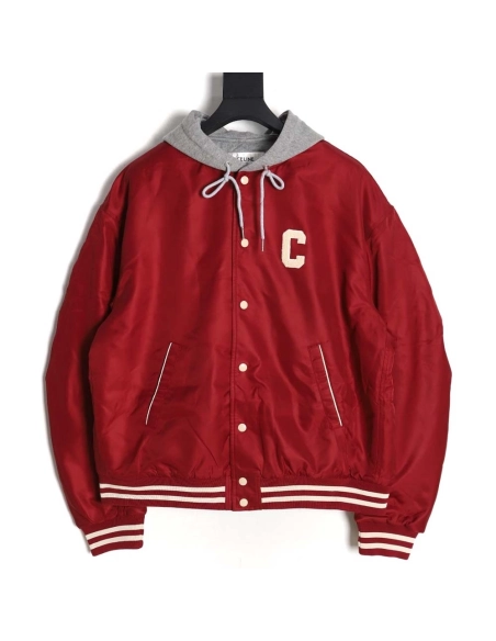 Celine Celine new embroidered letter hooded cotton jacket,Celine Jacket,Jacket,APPAREL