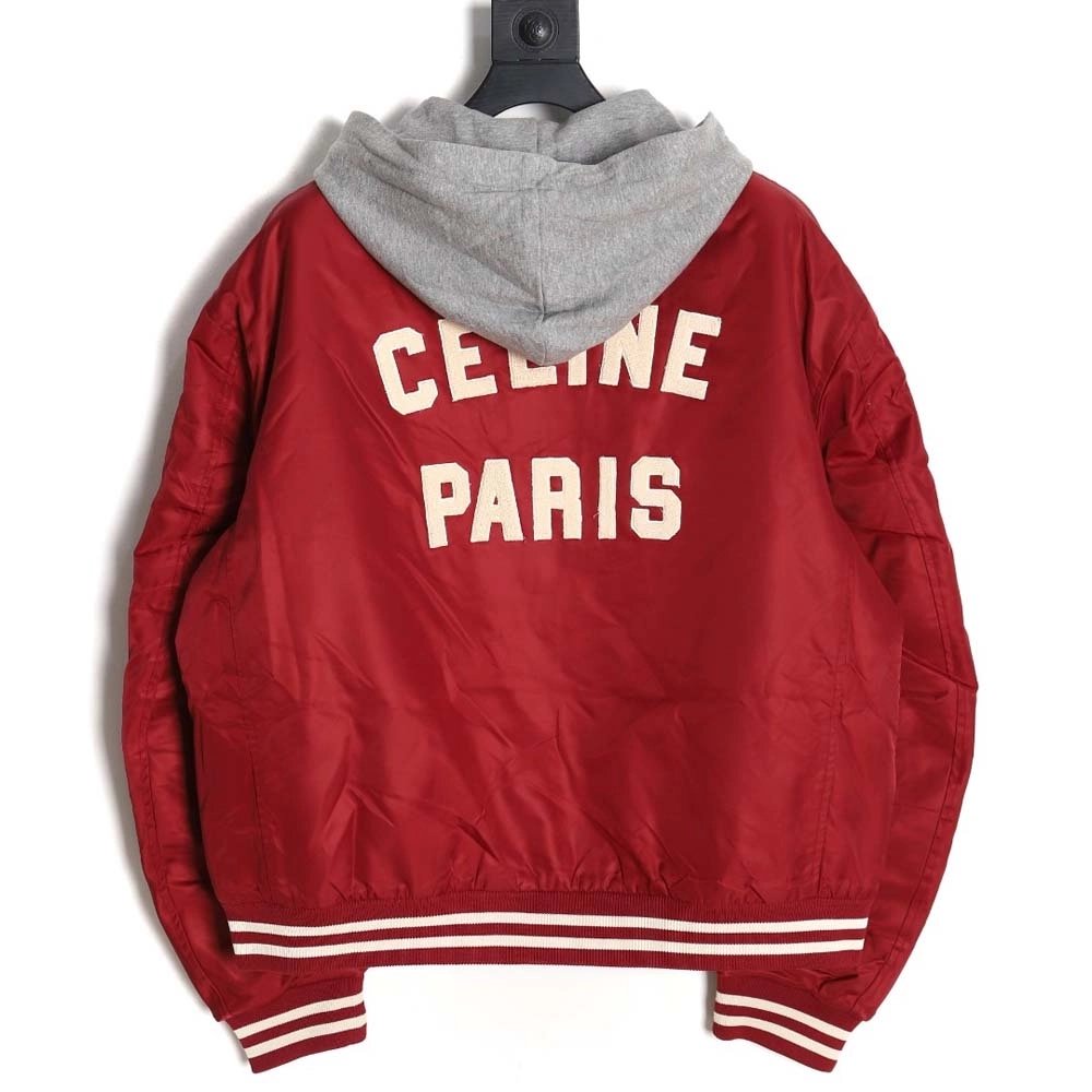 Celine Celine new embroidered letter hooded cotton jacket,Celine Jacket,Jacket,APPAREL