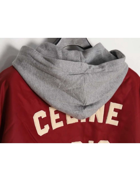 Celine Celine new embroidered letter hooded cotton jacket,Celine Jacket,Jacket,APPAREL