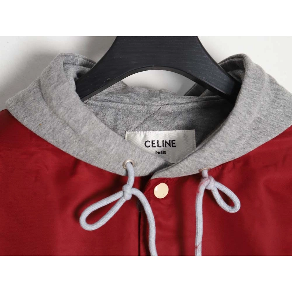 Celine Celine new embroidered letter hooded cotton jacket,Celine Jacket,Jacket,APPAREL