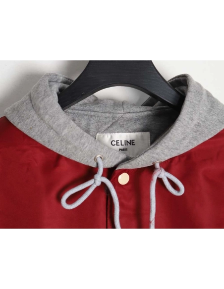 Celine Celine new embroidered letter hooded cotton jacket,Celine Jacket,Jacket,APPAREL