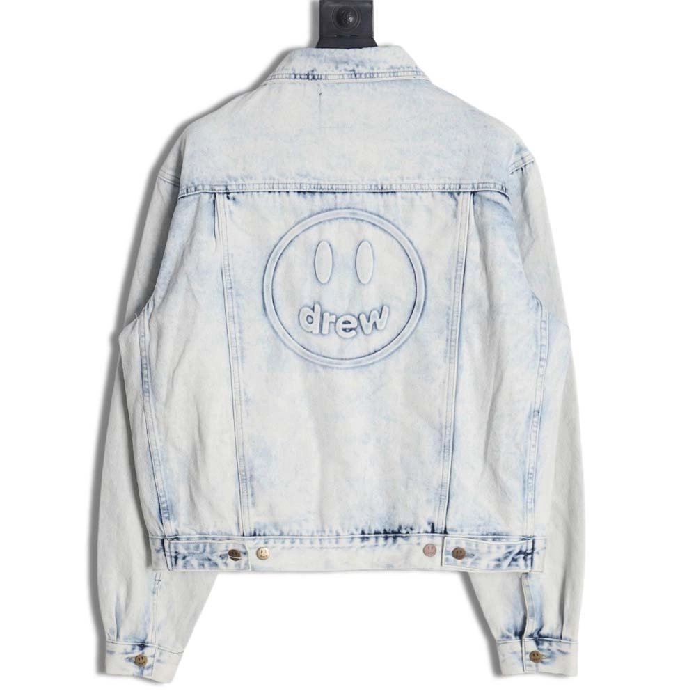 DREW House Mascot\Drew House 23Fw threedimensional embossed smiley washed denim jacket,Drew House Jacket,Jacket,APPAREL