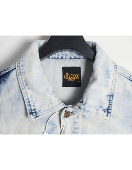 DREW House Mascot\Drew House 23Fw threedimensional embossed smiley washed denim jacket,Drew House Jacket,Jacket,APPAREL