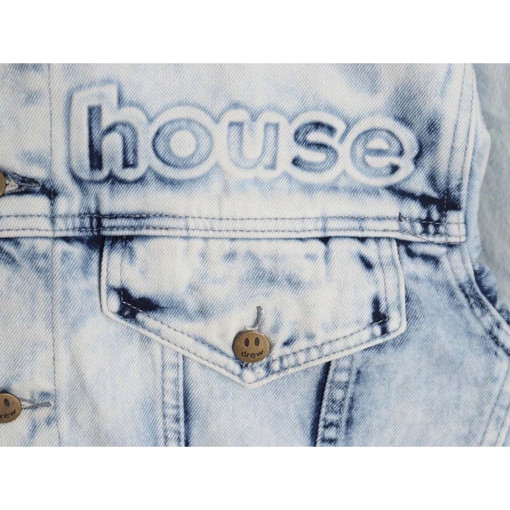 DREW House Mascot\Drew House 23Fw threedimensional embossed smiley washed denim jacket,Drew House Jacket,Jacket,APPAREL