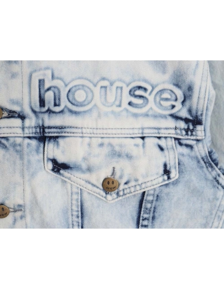 DREW House Mascot\Drew House 23Fw threedimensional embossed smiley washed denim jacket,Drew House Jacket,Jacket,APPAREL