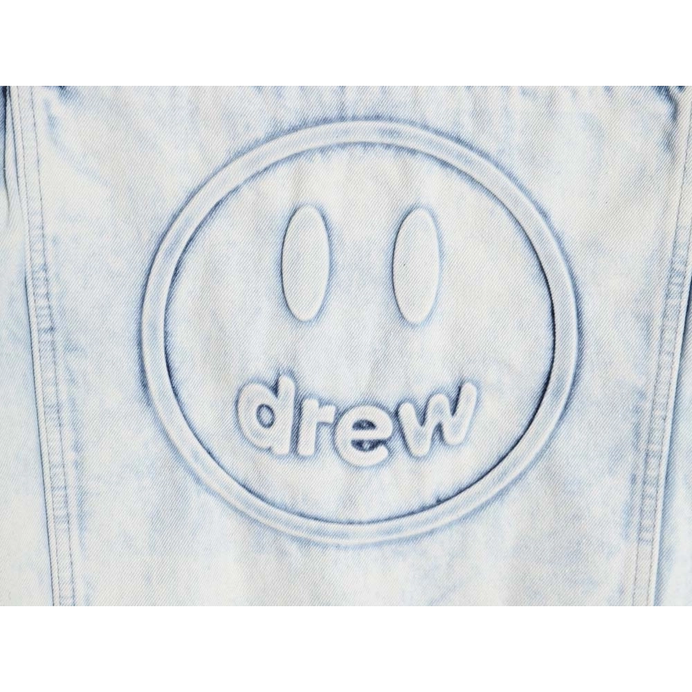 DREW House Mascot\Drew House 23Fw threedimensional embossed smiley washed denim jacket,Drew House Jacket,Jacket,APPAREL