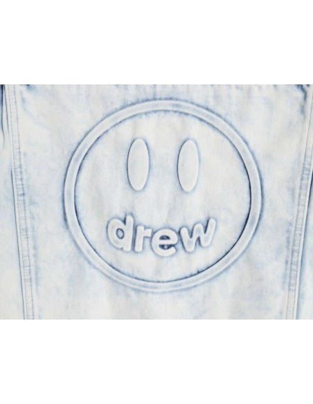 DREW House Mascot\Drew House 23Fw threedimensional embossed smiley washed denim jacket,Drew House Jacket,Jacket,APPAREL