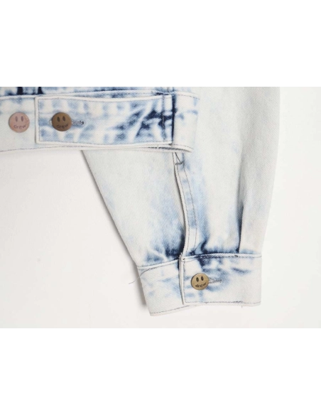 DREW House Mascot\Drew House 23Fw threedimensional embossed smiley washed denim jacket,Drew House Jacket,Jacket,APPAREL