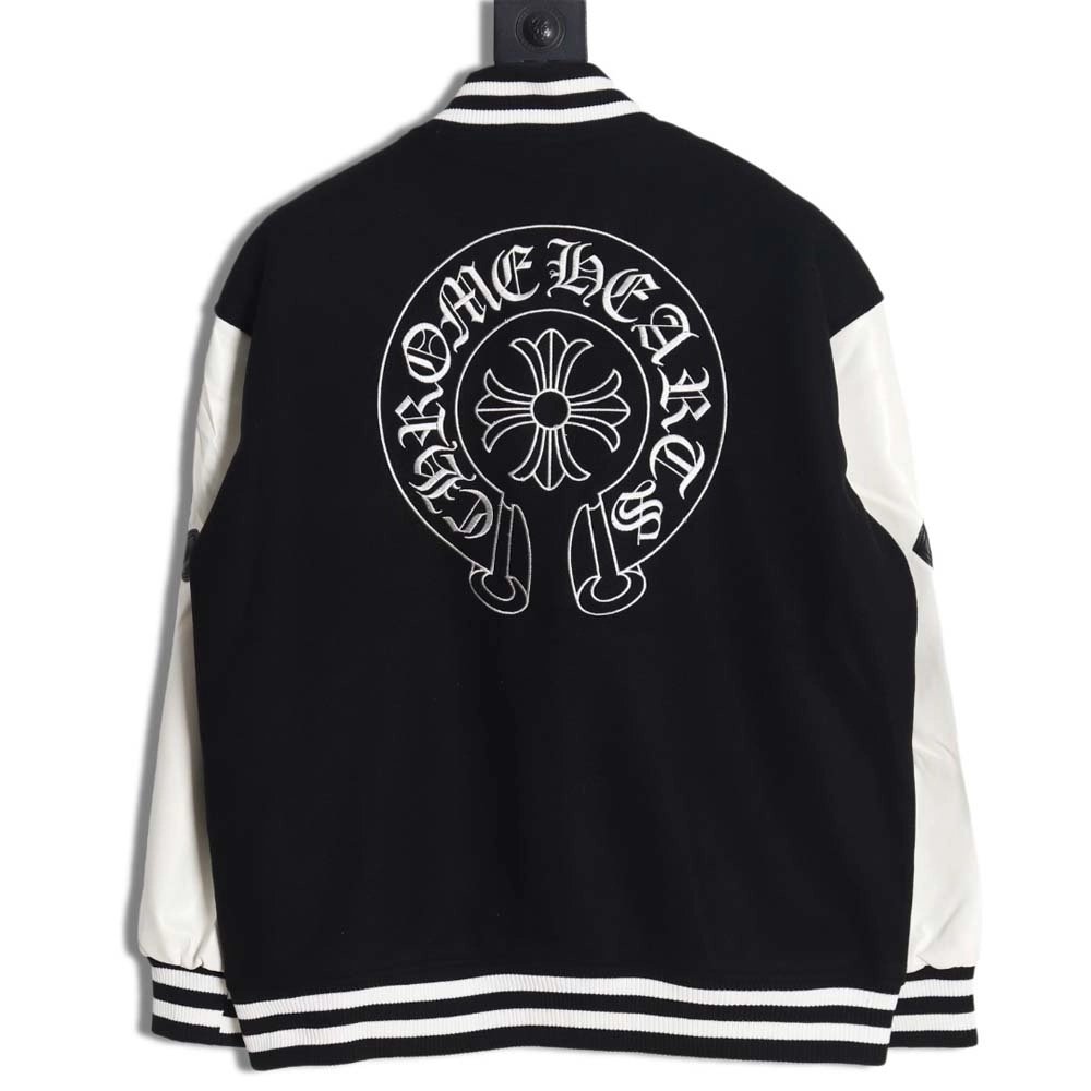 CHROME HEARTS Chrome hearts Chrome hearts baseball jacket with large Sanskrit cross on the back,Chrome Hearts Jacket,Jacket,APPA