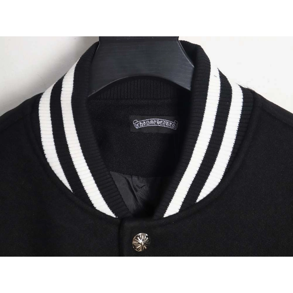 CHROME HEARTS Chrome hearts Chrome hearts baseball jacket with large Sanskrit cross on the back,Chrome Hearts Jacket,Jacket,APPA