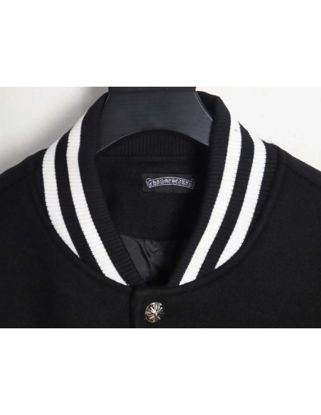 CHROME HEARTS Chrome hearts Chrome hearts baseball jacket with large Sanskrit cross on the back,Chrome Hearts Jacket,Jacket,APPA