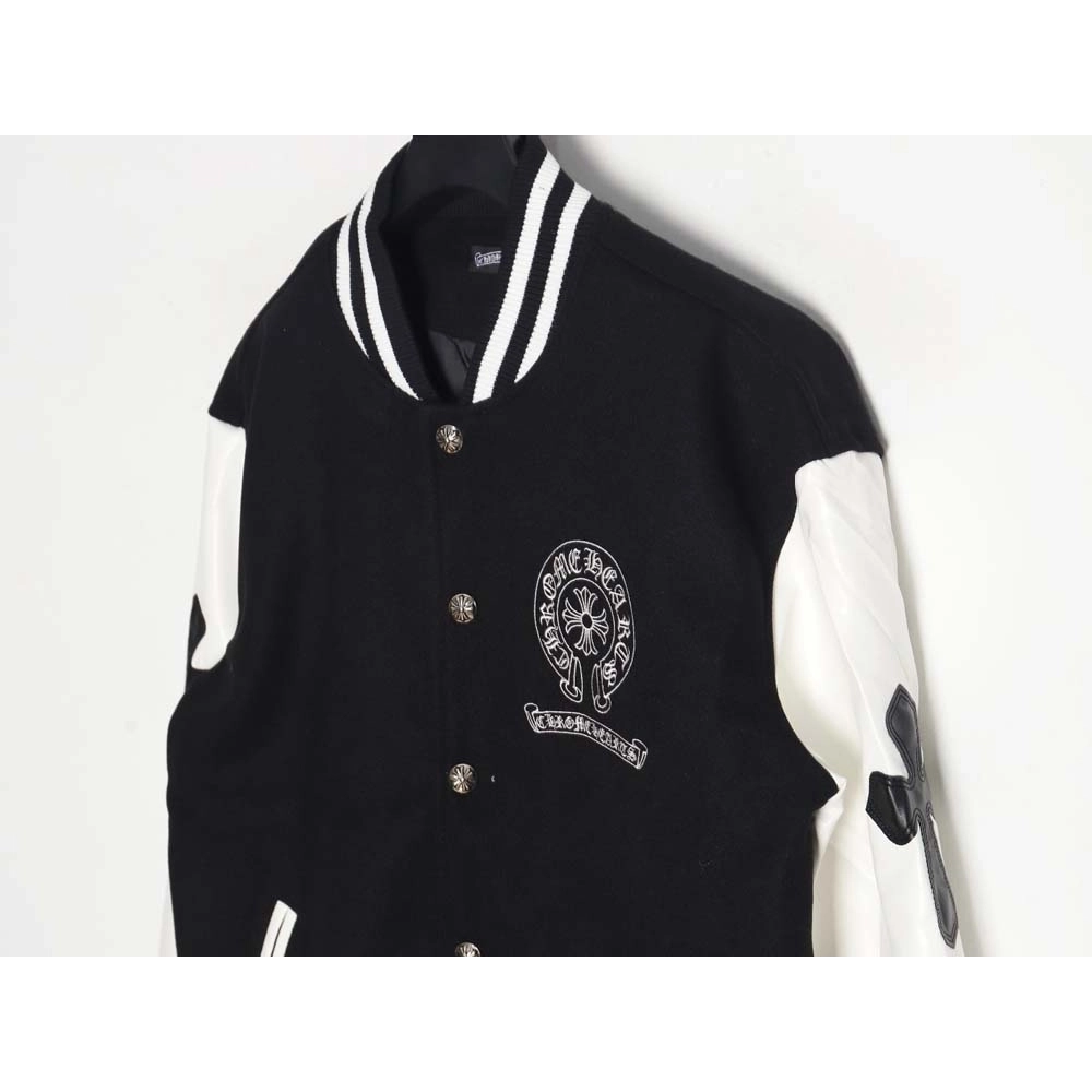 CHROME HEARTS Chrome hearts Chrome hearts baseball jacket with large Sanskrit cross on the back,Chrome Hearts Jacket,Jacket,APPA