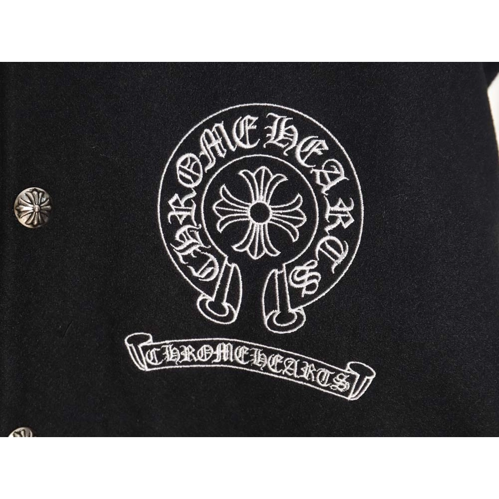 CHROME HEARTS Chrome hearts Chrome hearts baseball jacket with large Sanskrit cross on the back,Chrome Hearts Jacket,Jacket,APPA