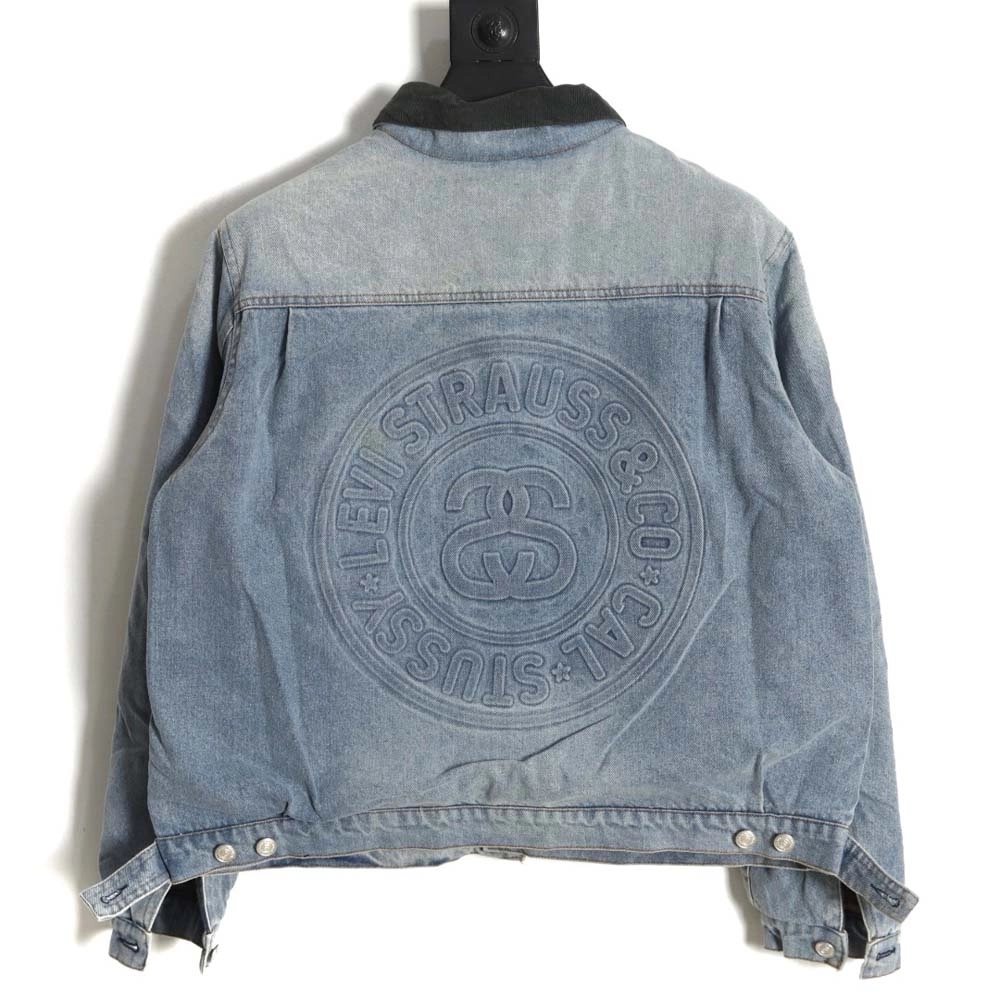 Stussy x Levis Stussi x Levis 23ss anniversary relief limited denim suit jacket,Stussy Jacket,Jacket,APPAREL