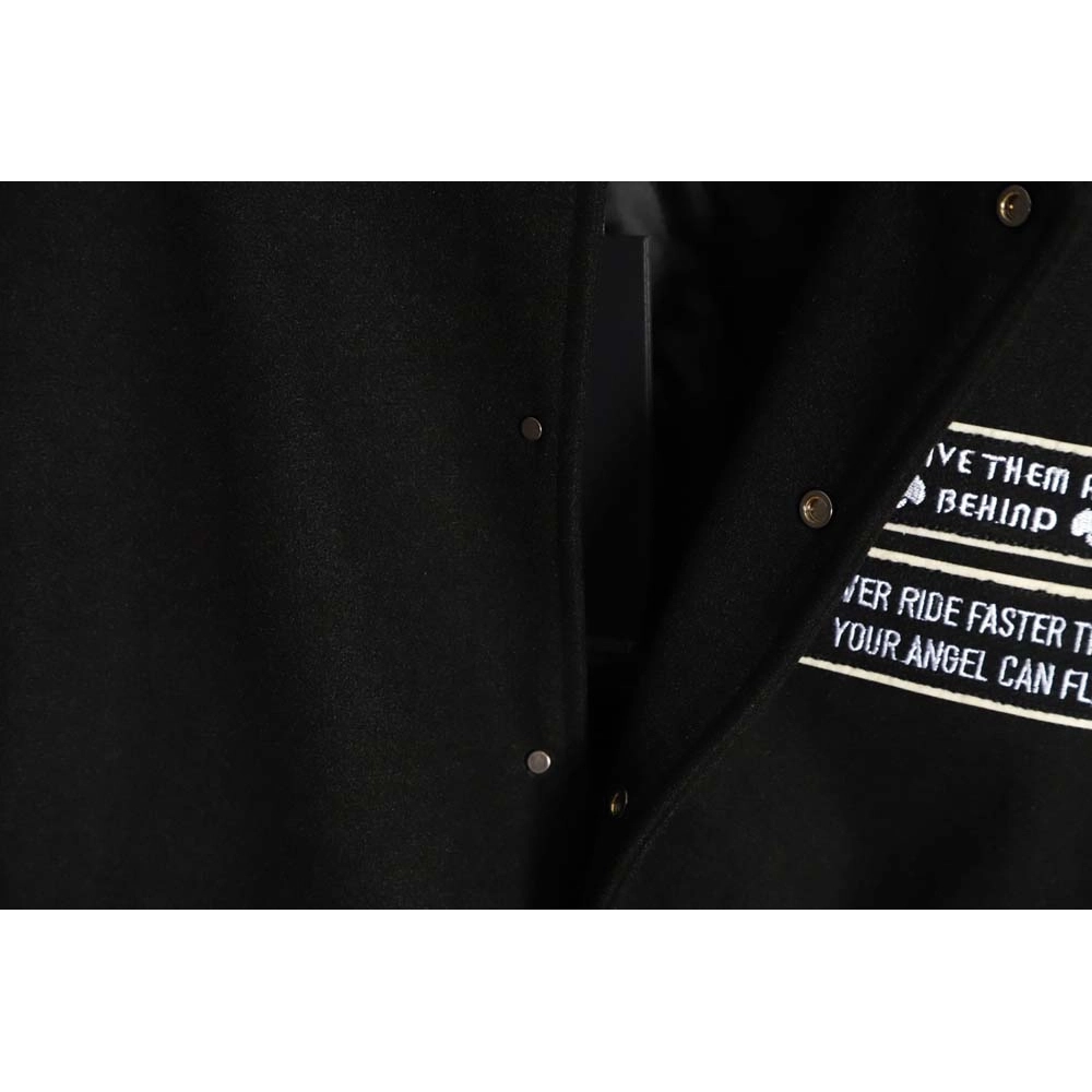 Representative Black 5 Limited Bulldog Embroidered Jacket High Street Leather Sleeves Spliced Baseball uniform,Represent Jacket,