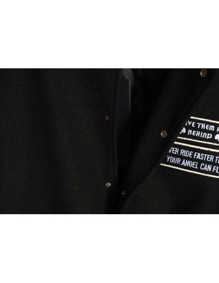 Representative Black 5 Limited Bulldog Embroidered Jacket High Street Leather Sleeves Spliced Baseball uniform,Represent Jacket,