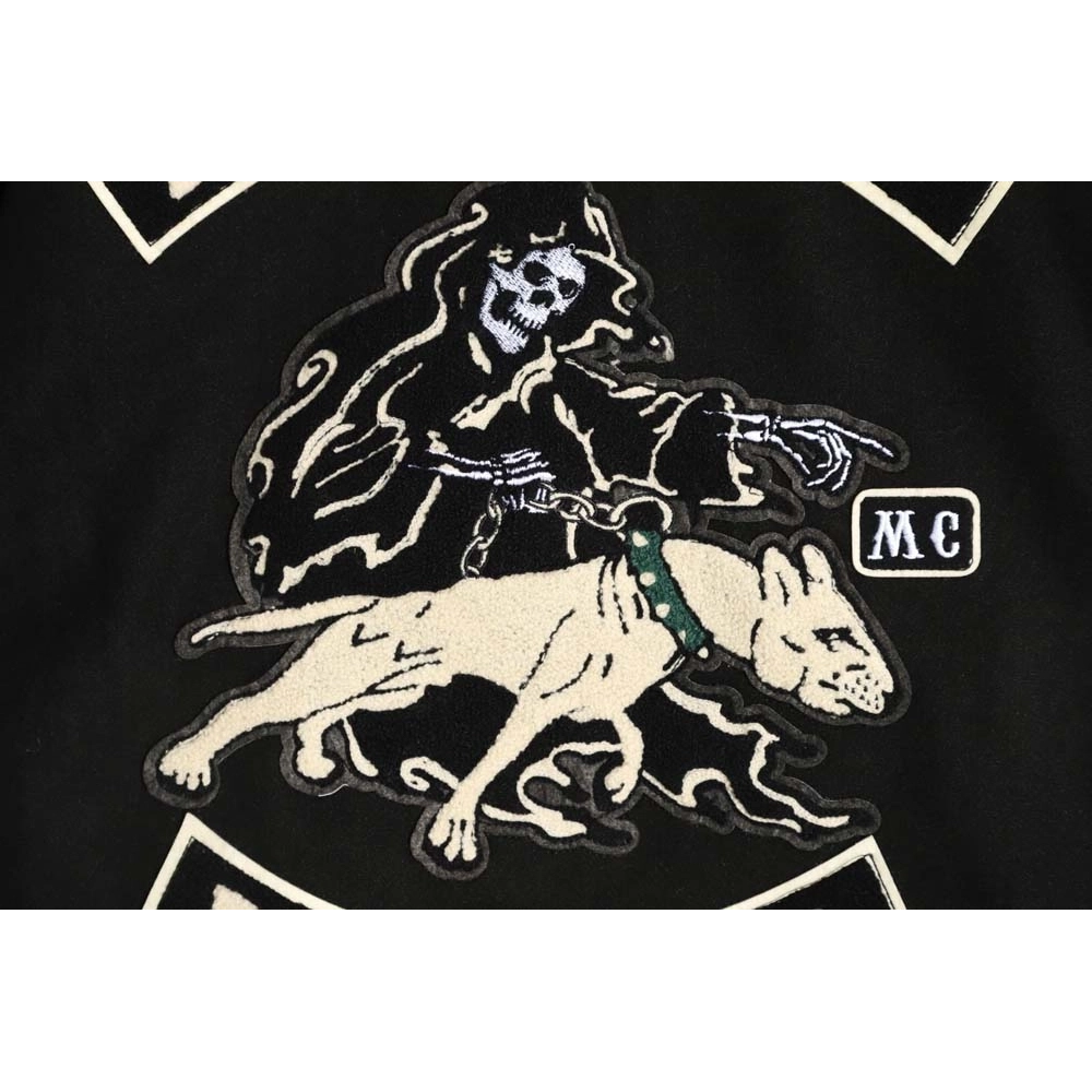 Representative Black 5 Limited Bulldog Embroidered Jacket High Street Leather Sleeves Spliced Baseball uniform,Represent Jacket,