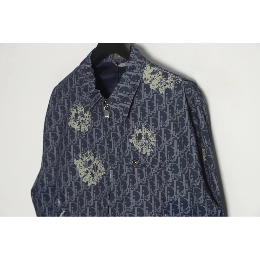 Dior 23ss new full printed old flower zipper jacket,Dior Jacket,Jacket,APPAREL