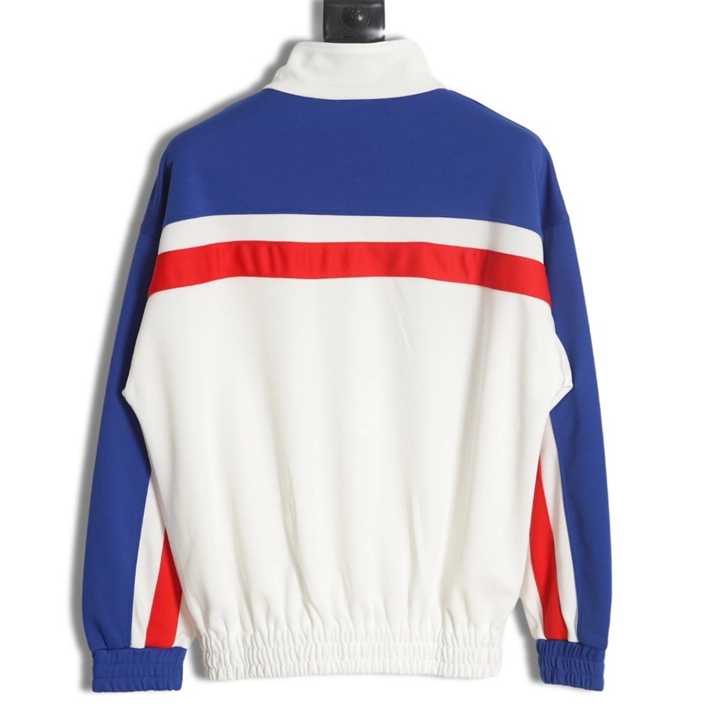 CELINE 23 new style red, blue and white stitching stand collar jacket,Celine Jacket,Jacket,APPAREL