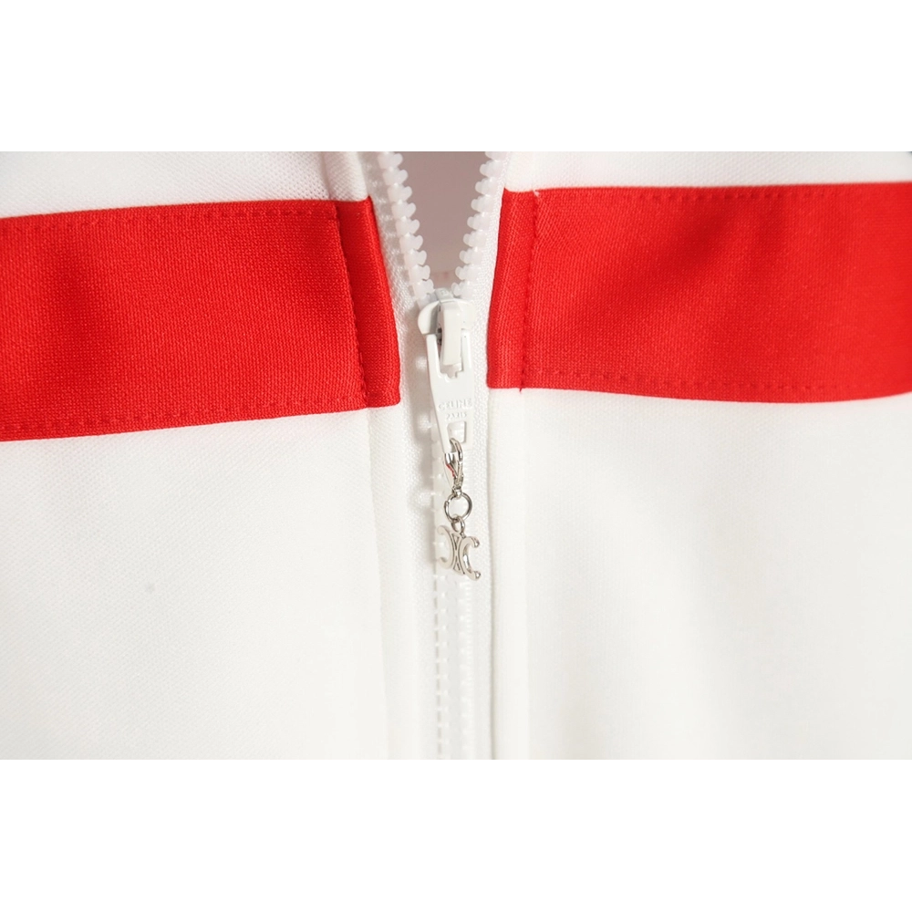 CELINE 23 new style red, blue and white stitching stand collar jacket,Celine Jacket,Jacket,APPAREL