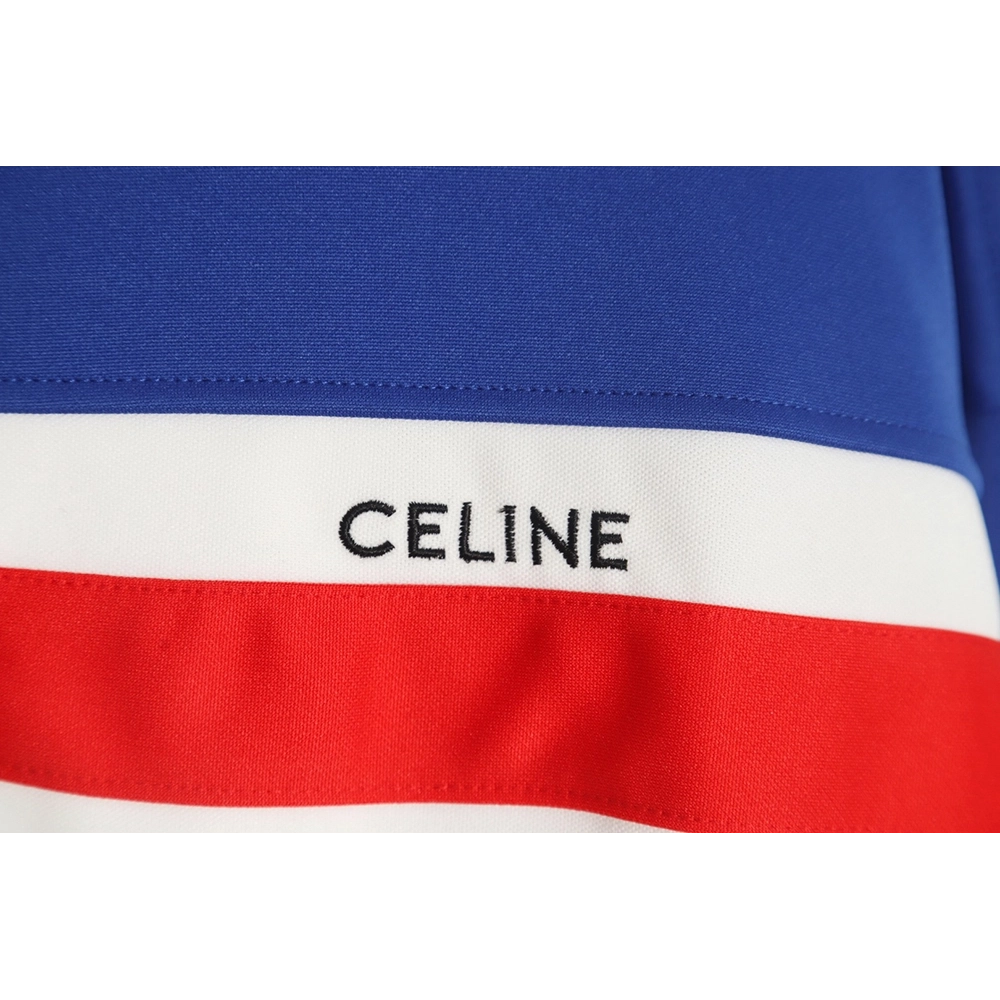 CELINE 23 new style red, blue and white stitching stand collar jacket,Celine Jacket,Jacket,APPAREL
