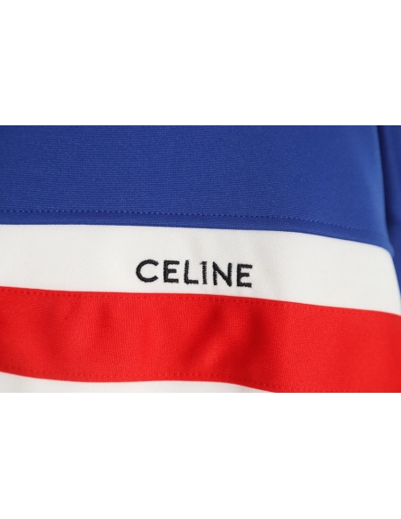 CELINE 23 new style red, blue and white stitching stand collar jacket,Celine Jacket,Jacket,APPAREL