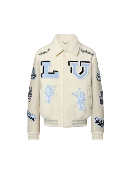 Louis Vuitton 21Fw letter logo baseball jacket,Louis Vuitton Jacket,Jacket,APPAREL