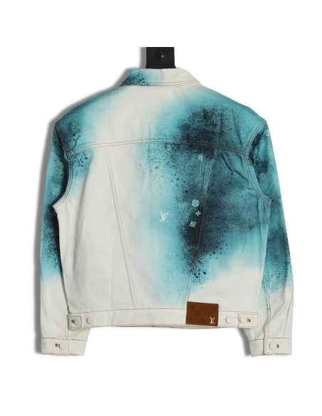 Louis Vuitton 22FW crushed ice blue splash ink denim jacket,Louis Vuitton Jacket,Jacket,APPAREL