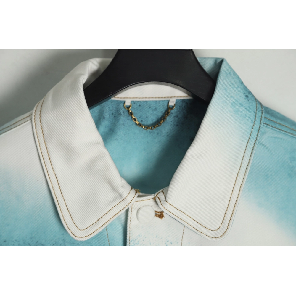 Louis Vuitton 22FW crushed ice blue splash ink denim jacket,Louis Vuitton Jacket,Jacket,APPAREL