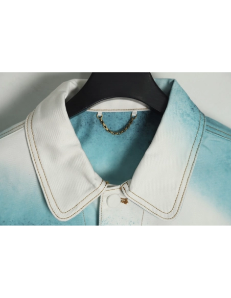 Louis Vuitton 22FW crushed ice blue splash ink denim jacket,Louis Vuitton Jacket,Jacket,APPAREL