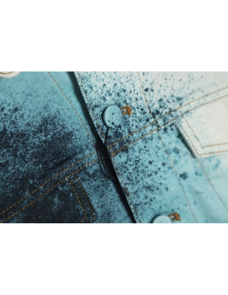 Louis Vuitton 22FW crushed ice blue splash ink denim jacket,Louis Vuitton Jacket,Jacket,APPAREL