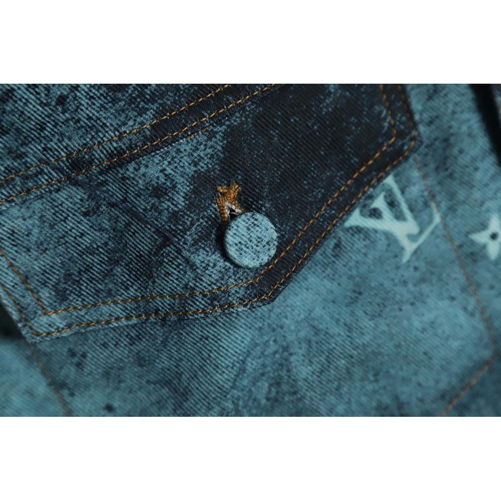 Louis Vuitton 22FW crushed ice blue splash ink denim jacket,Louis Vuitton Jacket,Jacket,APPAREL