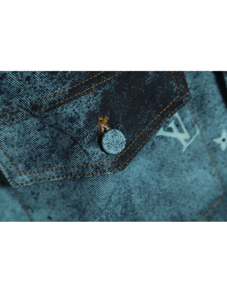 Louis Vuitton 22FW crushed ice blue splash ink denim jacket,Louis Vuitton Jacket,Jacket,APPAREL