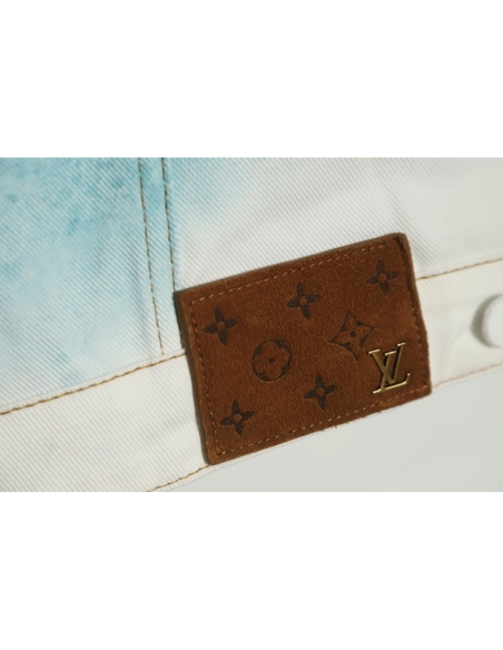 Louis Vuitton 22FW crushed ice blue splash ink denim jacket,Louis Vuitton Jacket,Jacket,APPAREL