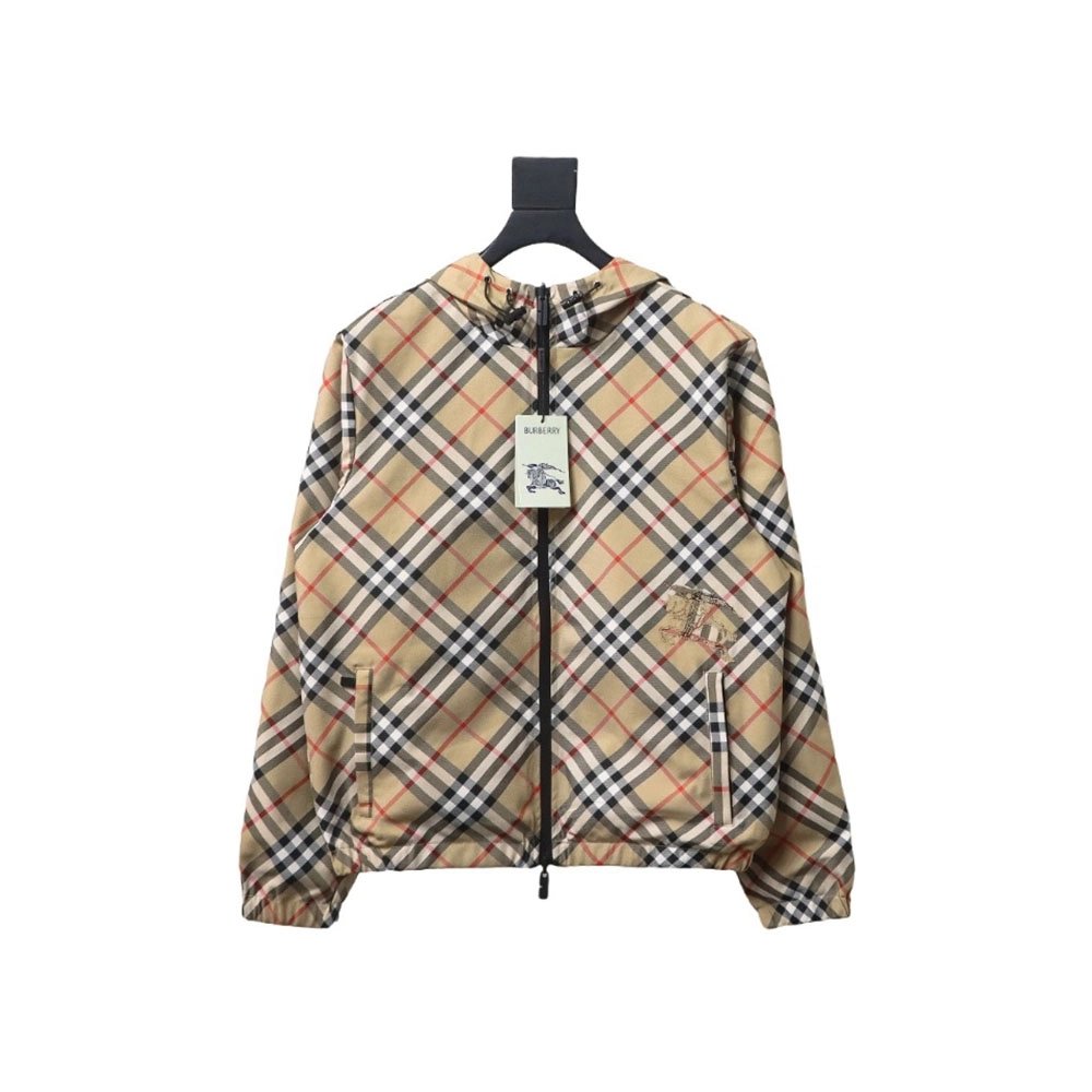 Burberry Check Warhorse Reversible Hooded Jacket,Burberry Jacket,Jacket,APPAREL