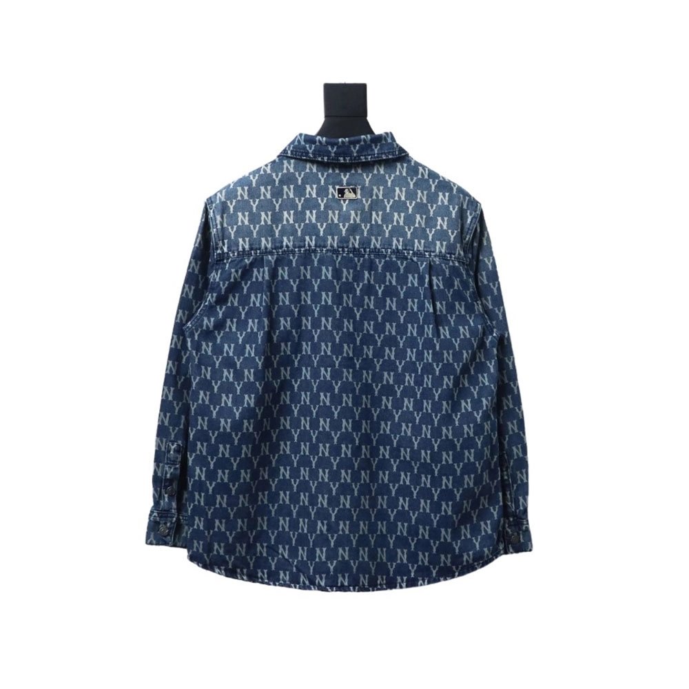 MLB Denim shirt jacket with embroidered logo,MLB Jacket,Jacket,APPAREL