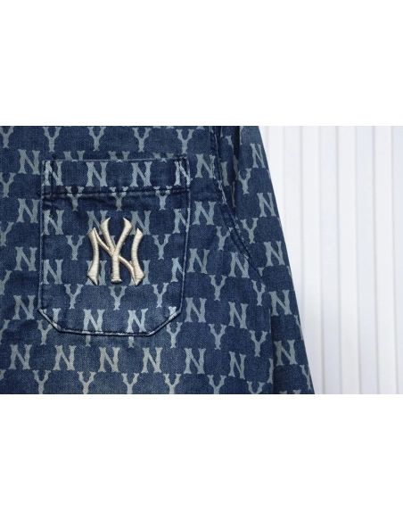 MLB Denim shirt jacket with embroidered logo,MLB Jacket,Jacket,APPAREL