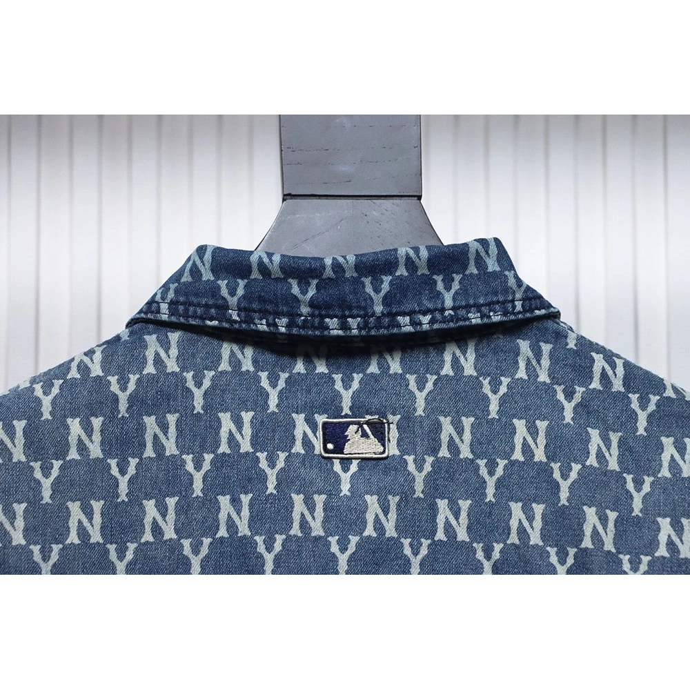 MLB Denim shirt jacket with embroidered logo,MLB Jacket,Jacket,APPAREL