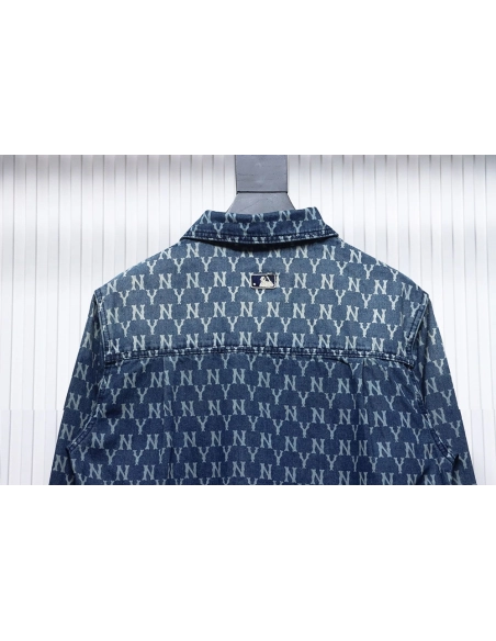 MLB Denim shirt jacket with embroidered logo,MLB Jacket,Jacket,APPAREL