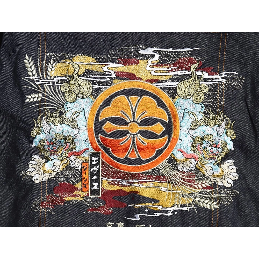 Evisu Kamon Embroidered Denim Jacket,Evisu Jacket,Jacket,APPAREL