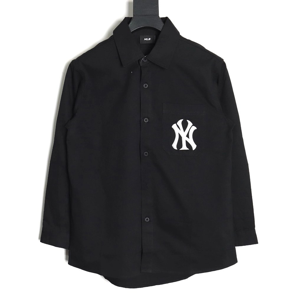 MLB Back Logo longsleeved shirt autumn heavy embroidered Oxford shirt jacket,MLB Jacket,Jacket,APPAREL