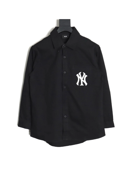 MLB Back Logo longsleeved shirt autumn heavy embroidered Oxford shirt jacket,MLB Jacket,Jacket,APPAREL