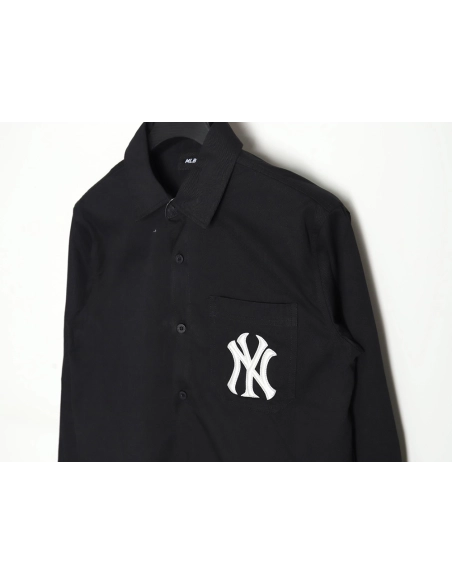 MLB Back Logo longsleeved shirt autumn heavy embroidered Oxford shirt jacket,MLB Jacket,Jacket,APPAREL