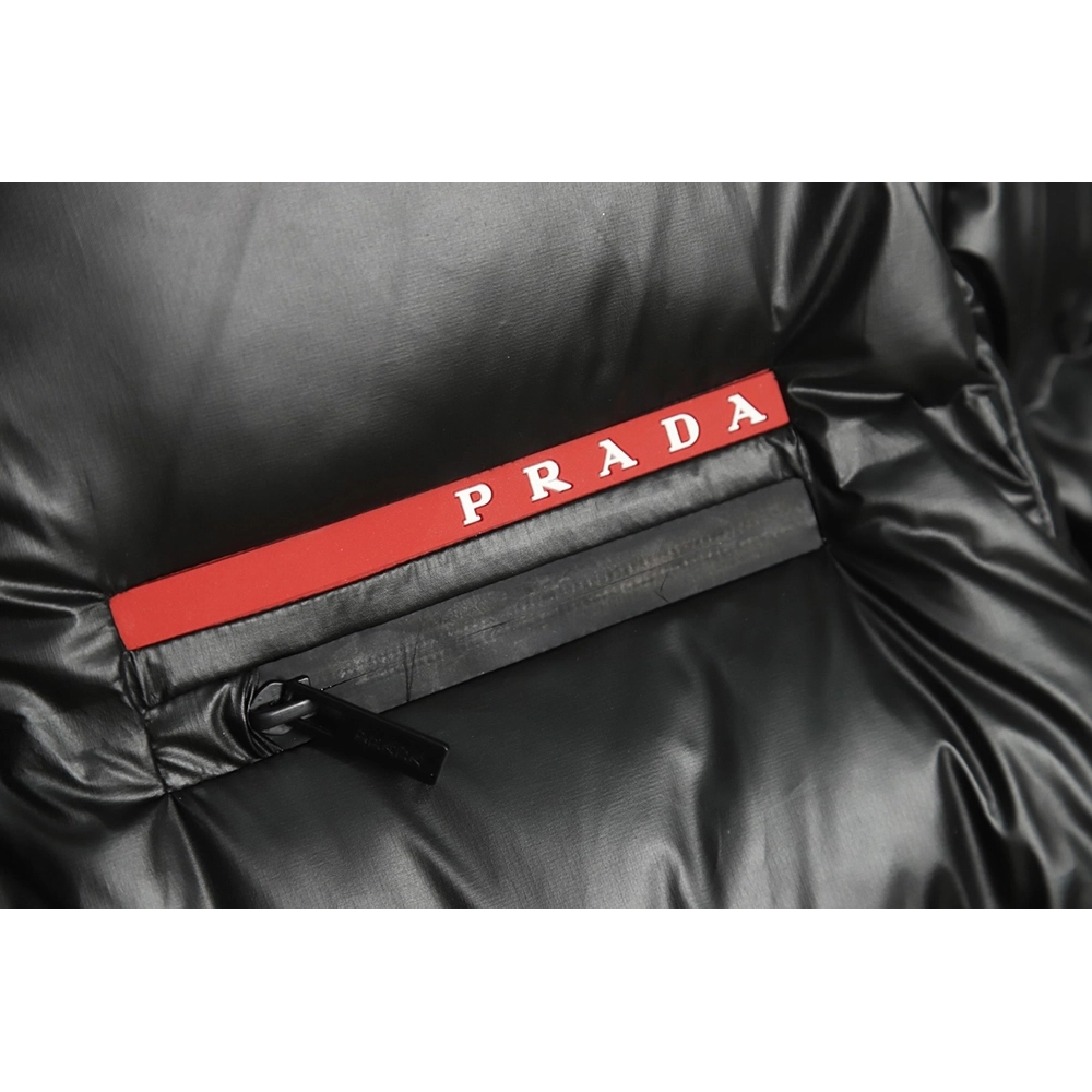 Prada 21Fw red stripe logo down jacket,Prada Jacket,Jacket,APPAREL